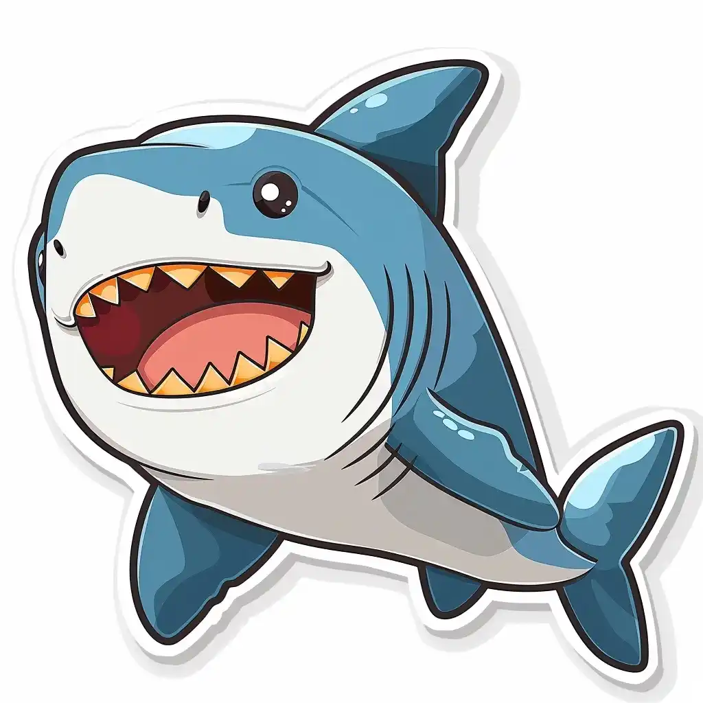 Cartoon Shark Sticker Art Midjourney提示词