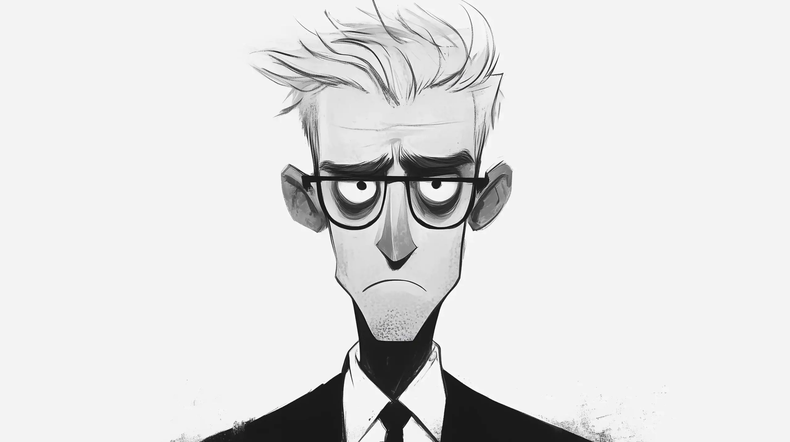 Nerdy Professor in Minimalist Cartoon Midjourney提示词