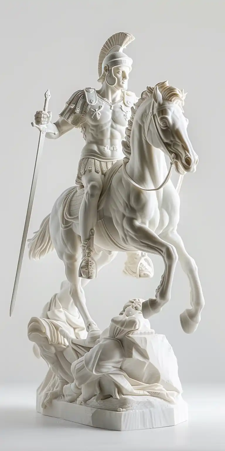 Marble Roman Warrior Reflection Midjourney提示词