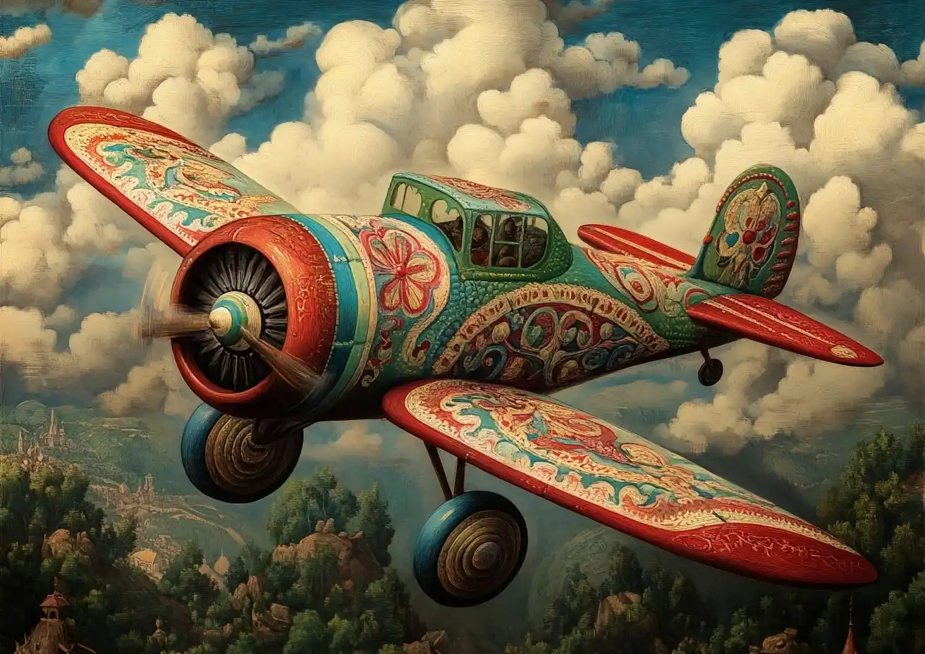 Prismatic Pointillism Aircraft Midjourney提示词
