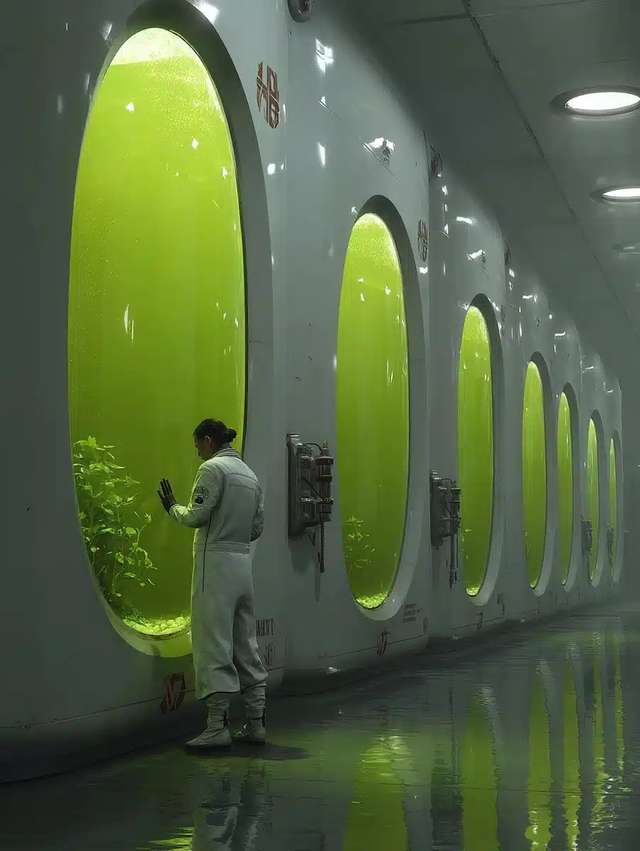 Laboratory Pods in Green Midjourney提示词
