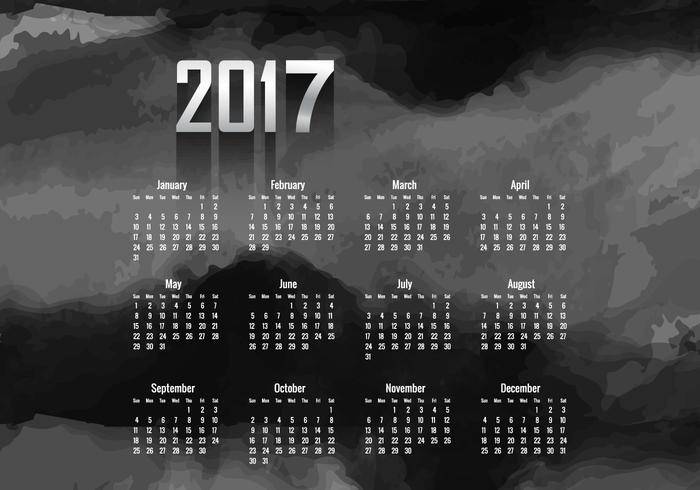与黑颜色的2017年日历