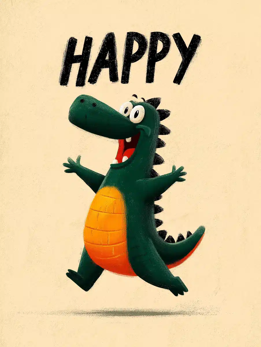 Playful Dinosaur Retro Poster Midjourney提示词