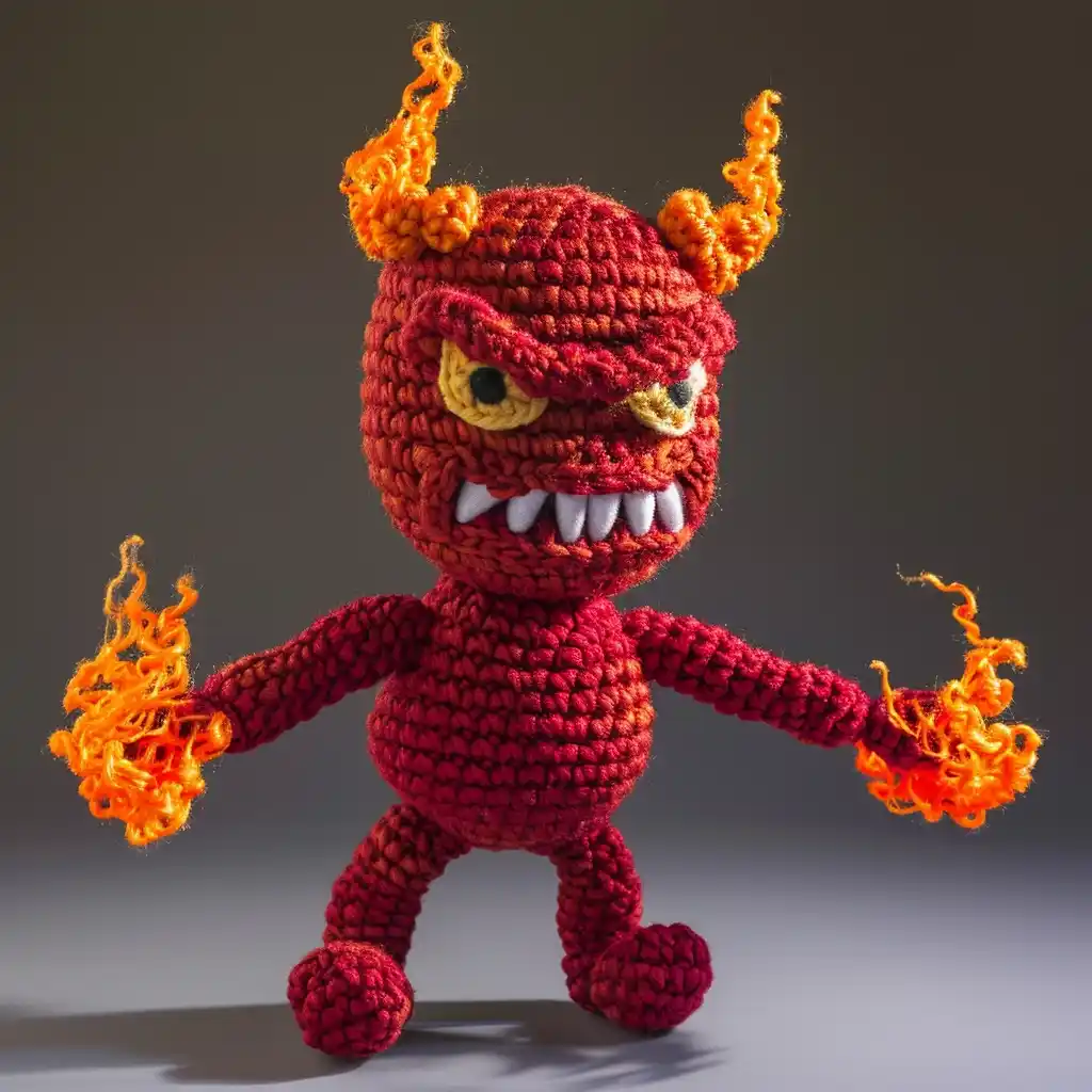 Fiery Amigurumi Wrath Midjourney提示词