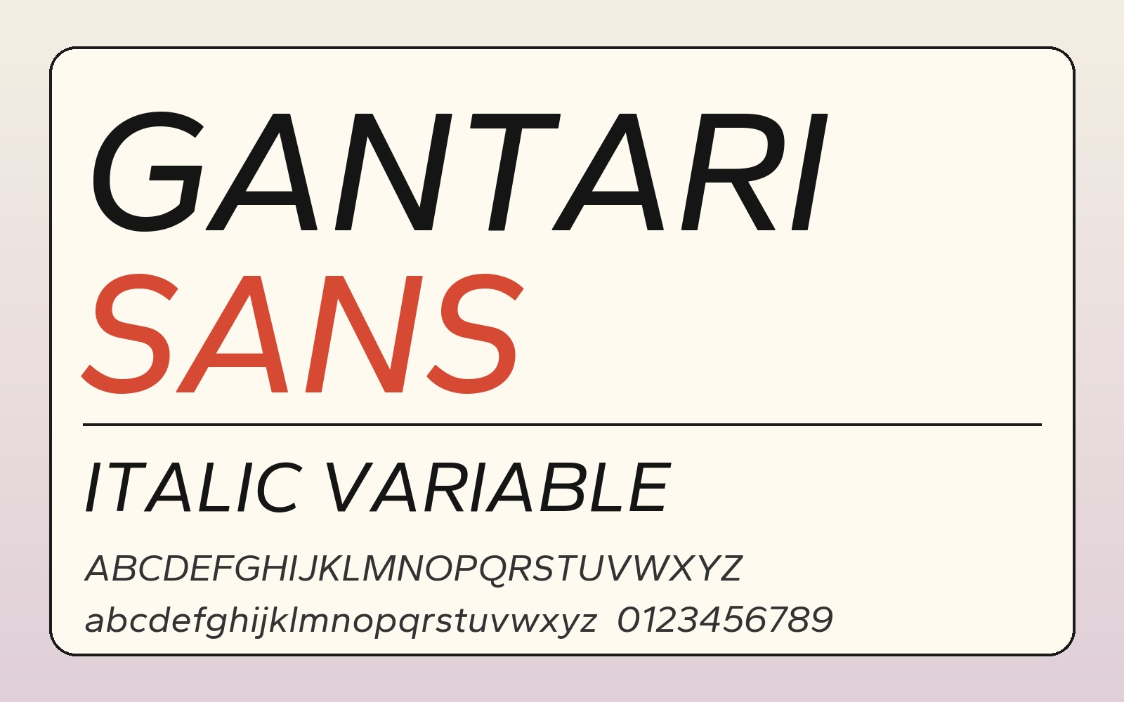 Gantari Italic 可商用斜体可变字体（SIL OFL 许可）