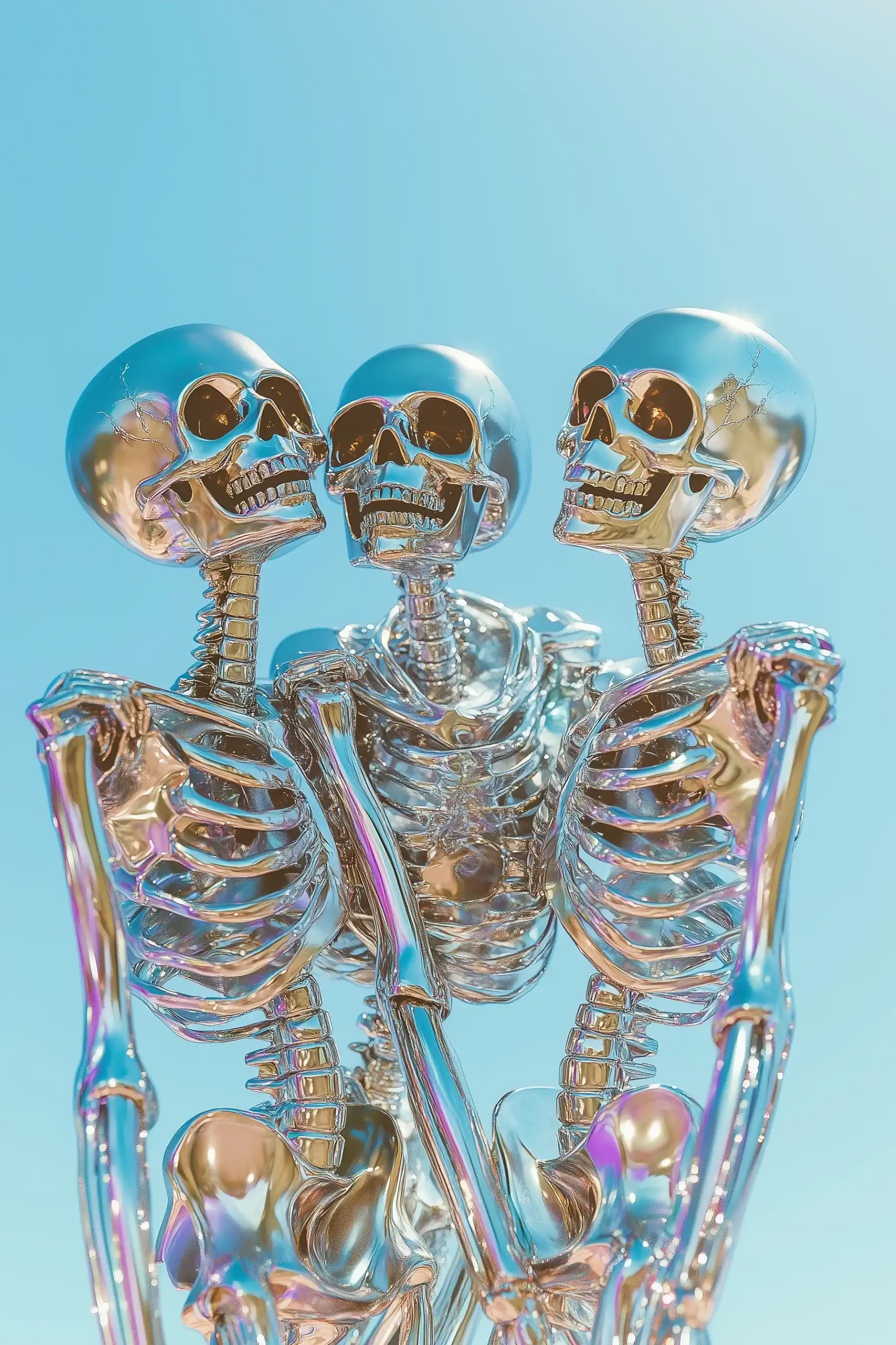 Chrome Skeletons Y2K Aesthetic Midjourney提示词