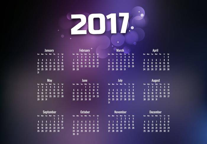 与紫色设计的2017年日历