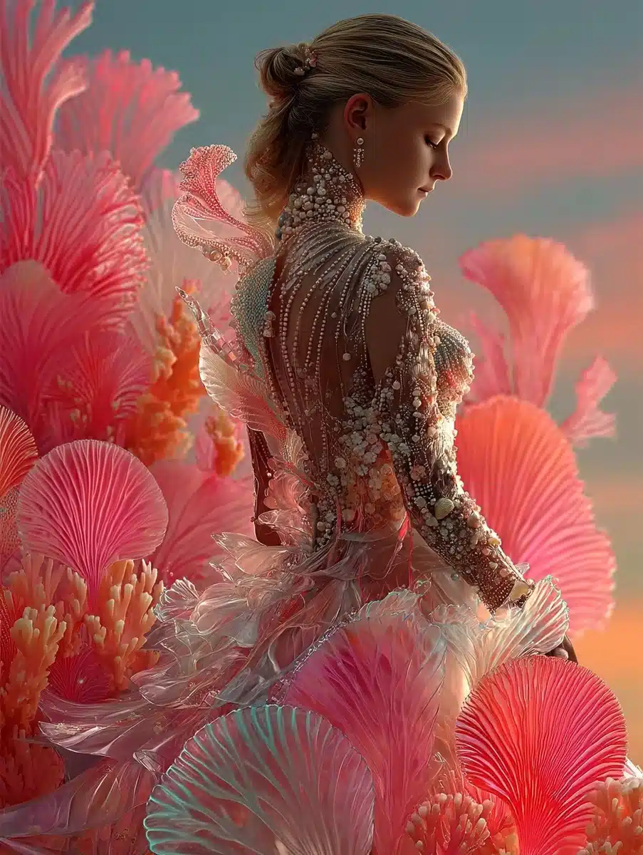 Futuristic Sea Goddess Couture Midjourney提示词