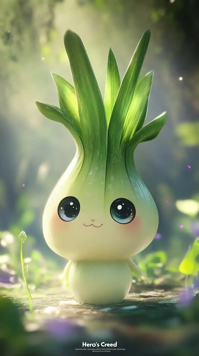 Whimsical Leek Character Design Midjourney提示词