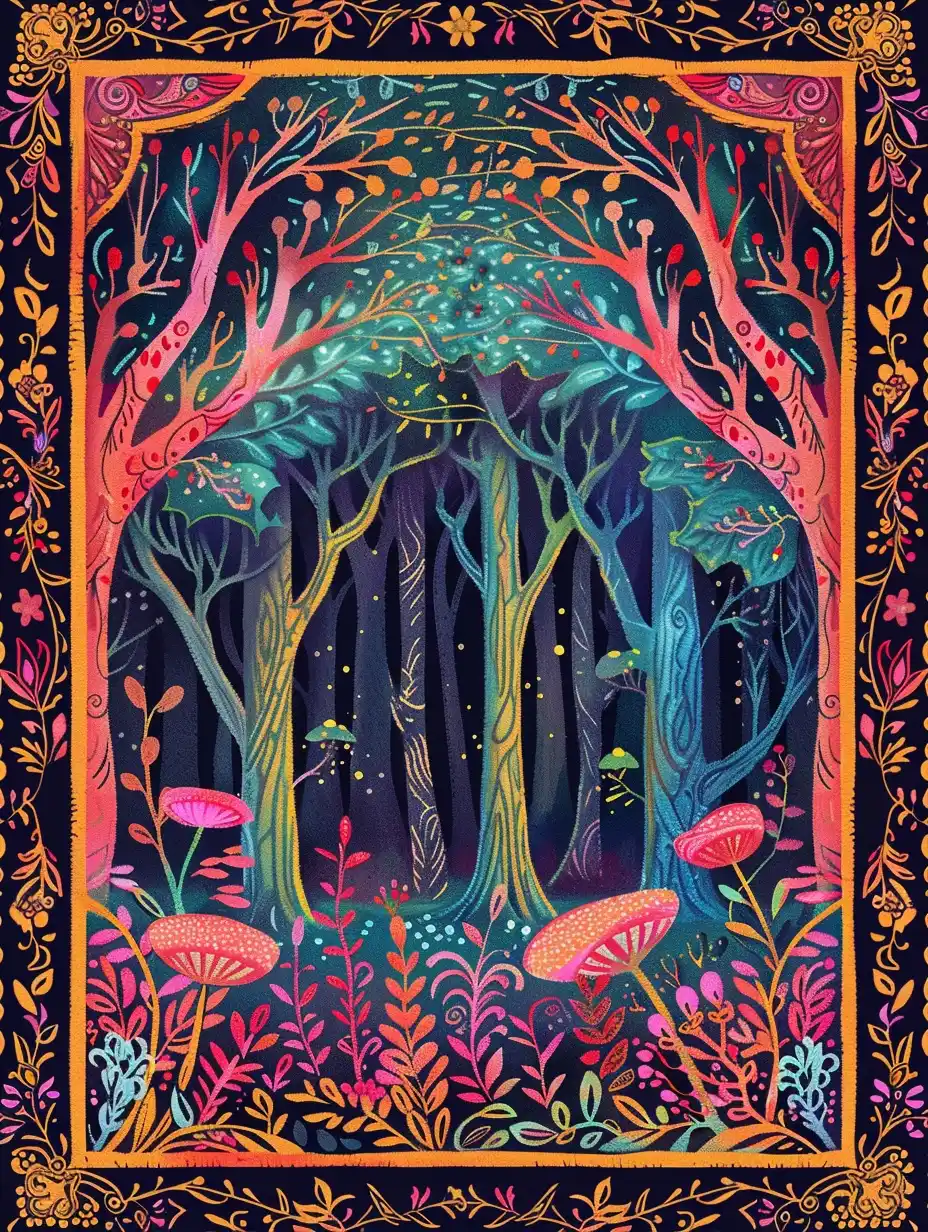 Stylized Forest Coloring Book Midjourney 提示词生成效果