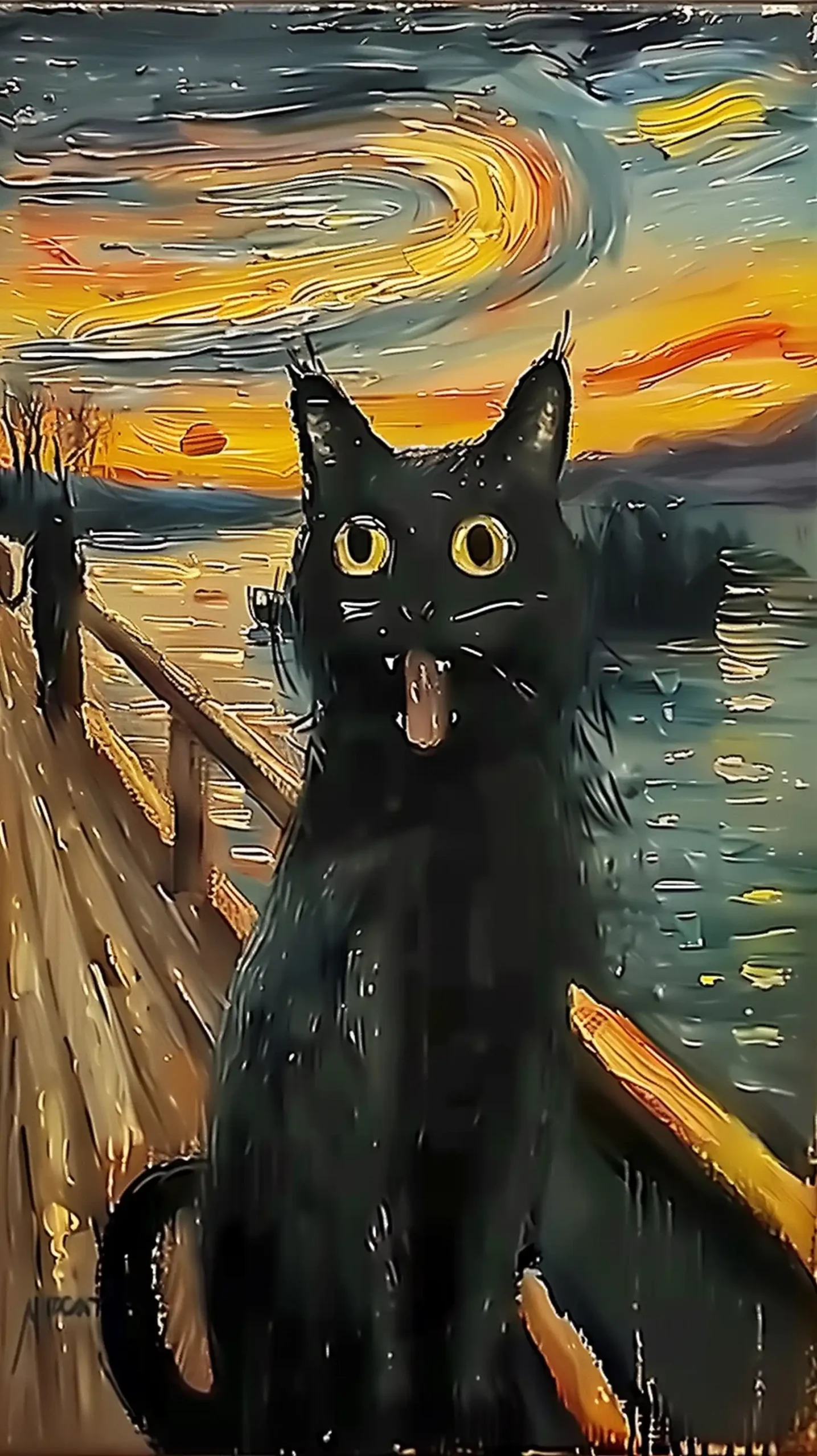 Abstract Cat on Bridge Midjourney提示词