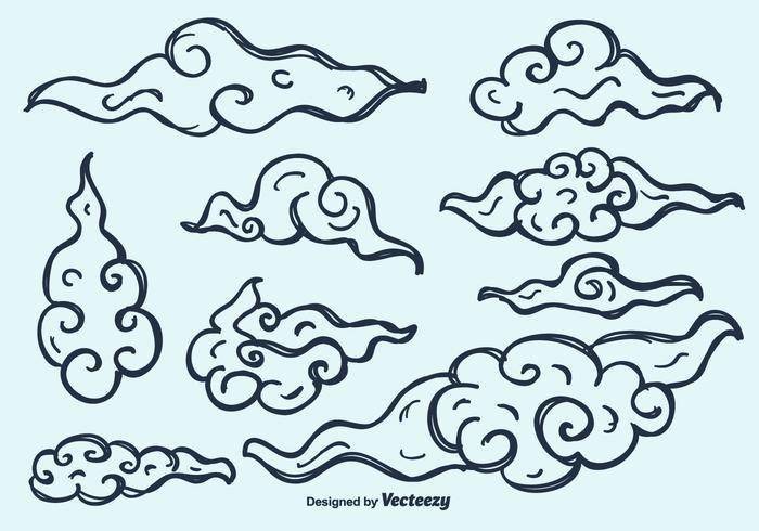 手绘中国云矢量