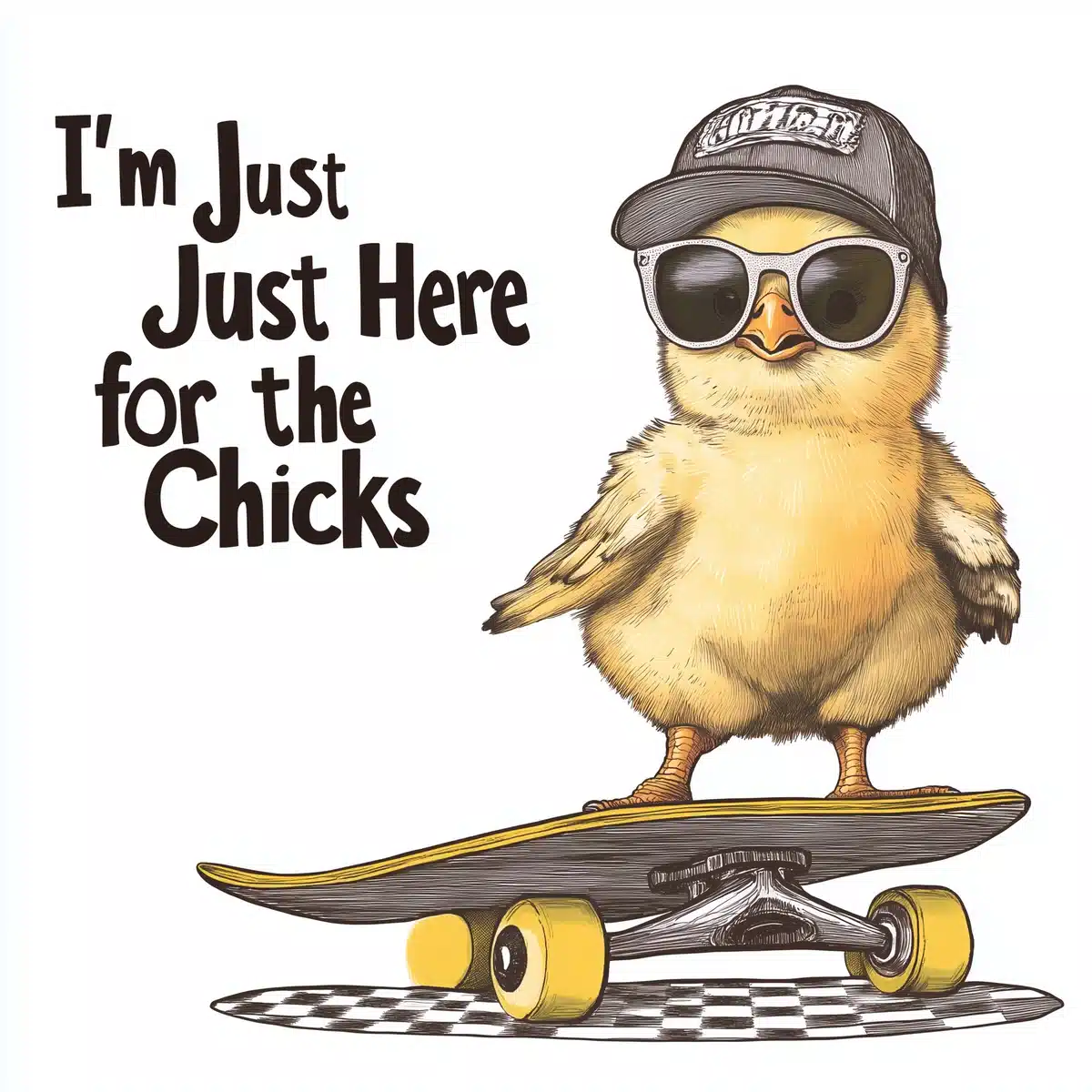 Y2K Chicken Skateboard Clipart Midjourney提示词