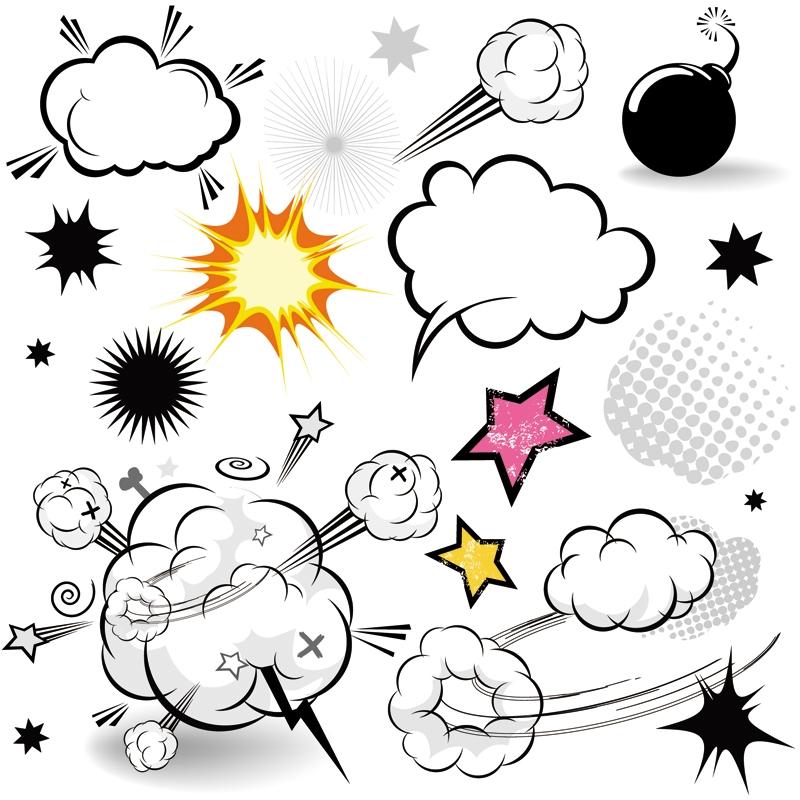 漫画风格的蘑菇云层01矢量素材