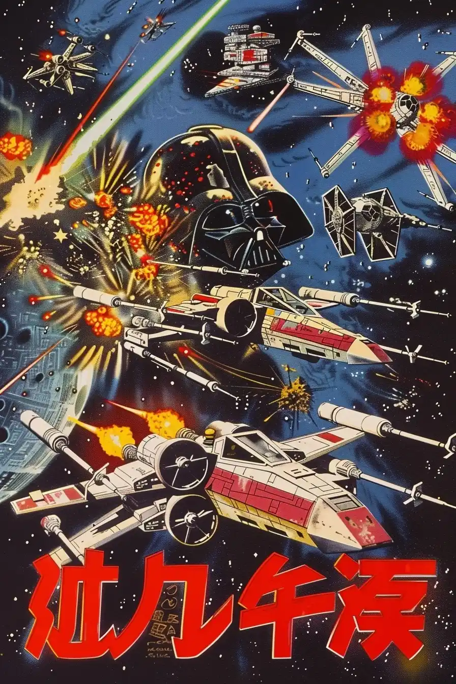Retro Star Wars Space Battle Midjourney提示词
