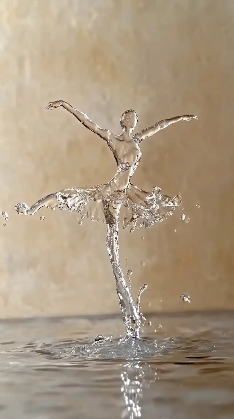 Ballerina Water Drop Impact Midjourney提示词