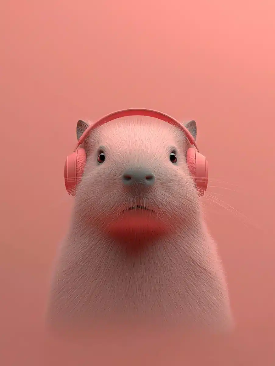 Capybara Portrait with Headphones Midjourney提示词