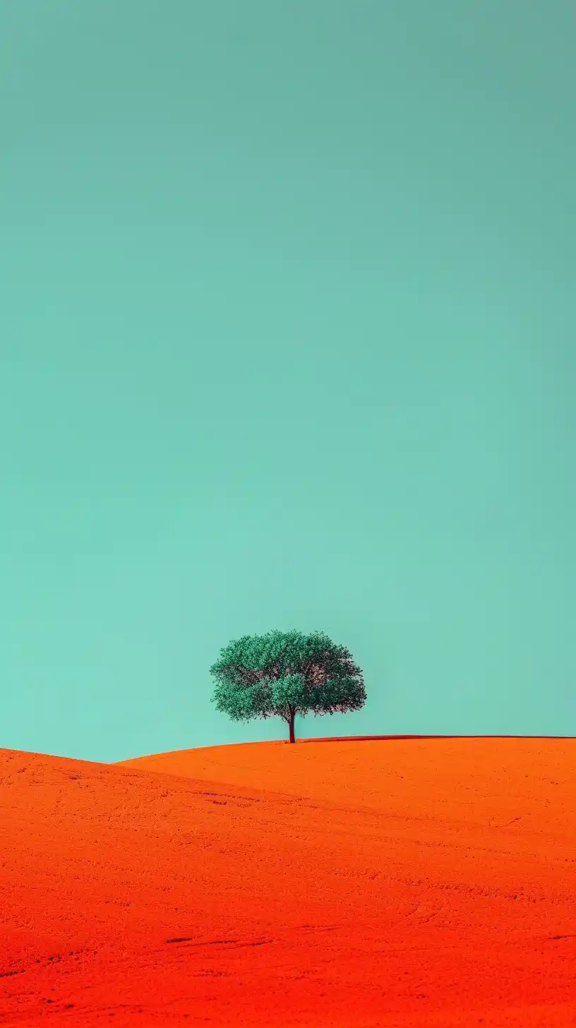 Minimalist Landscape in Red Midjourney提示词