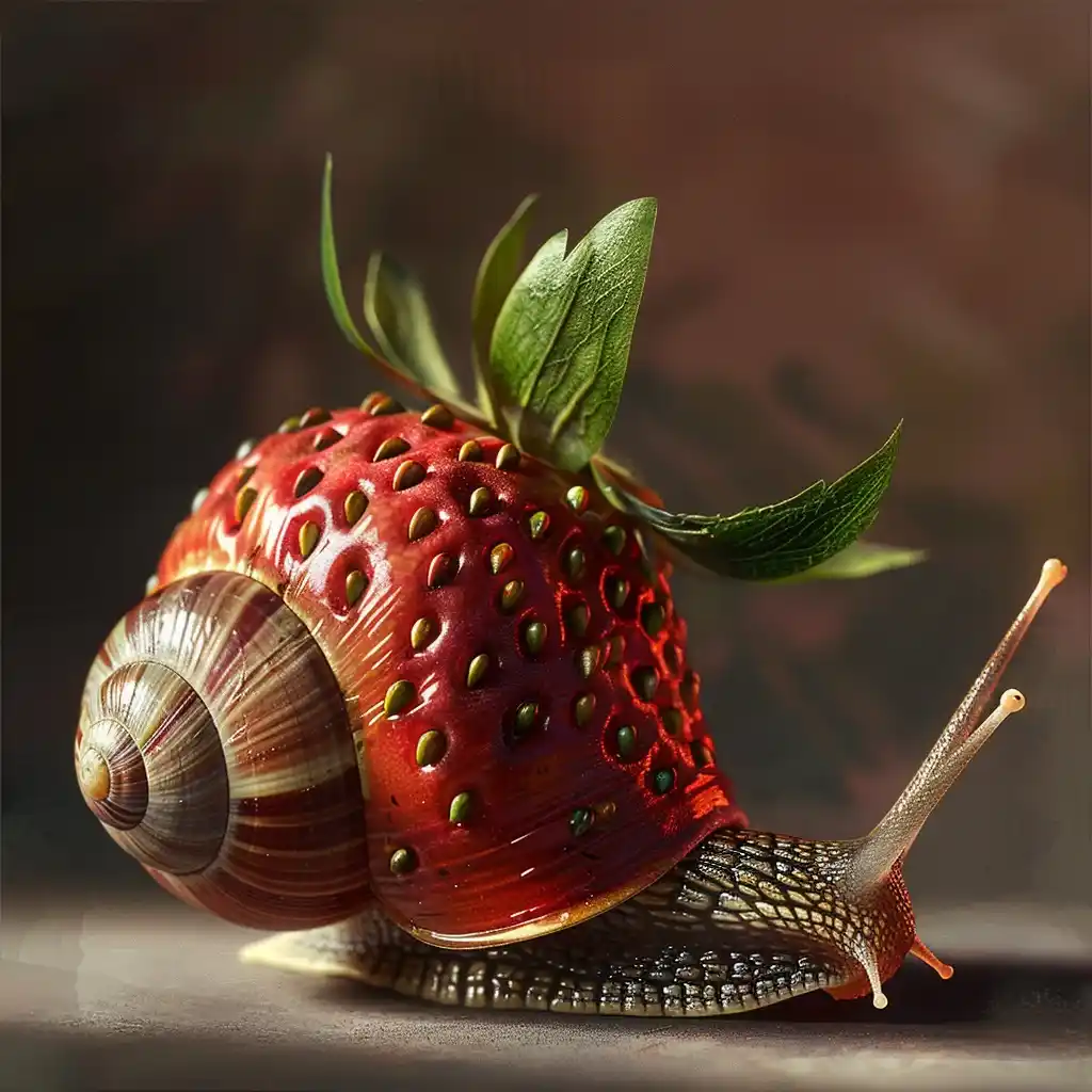Realistic Strawberry Snail Midjourney 提示词生成效果