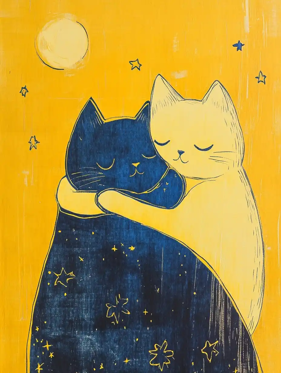 Cats Under Starry Blanket Midjourney提示词
