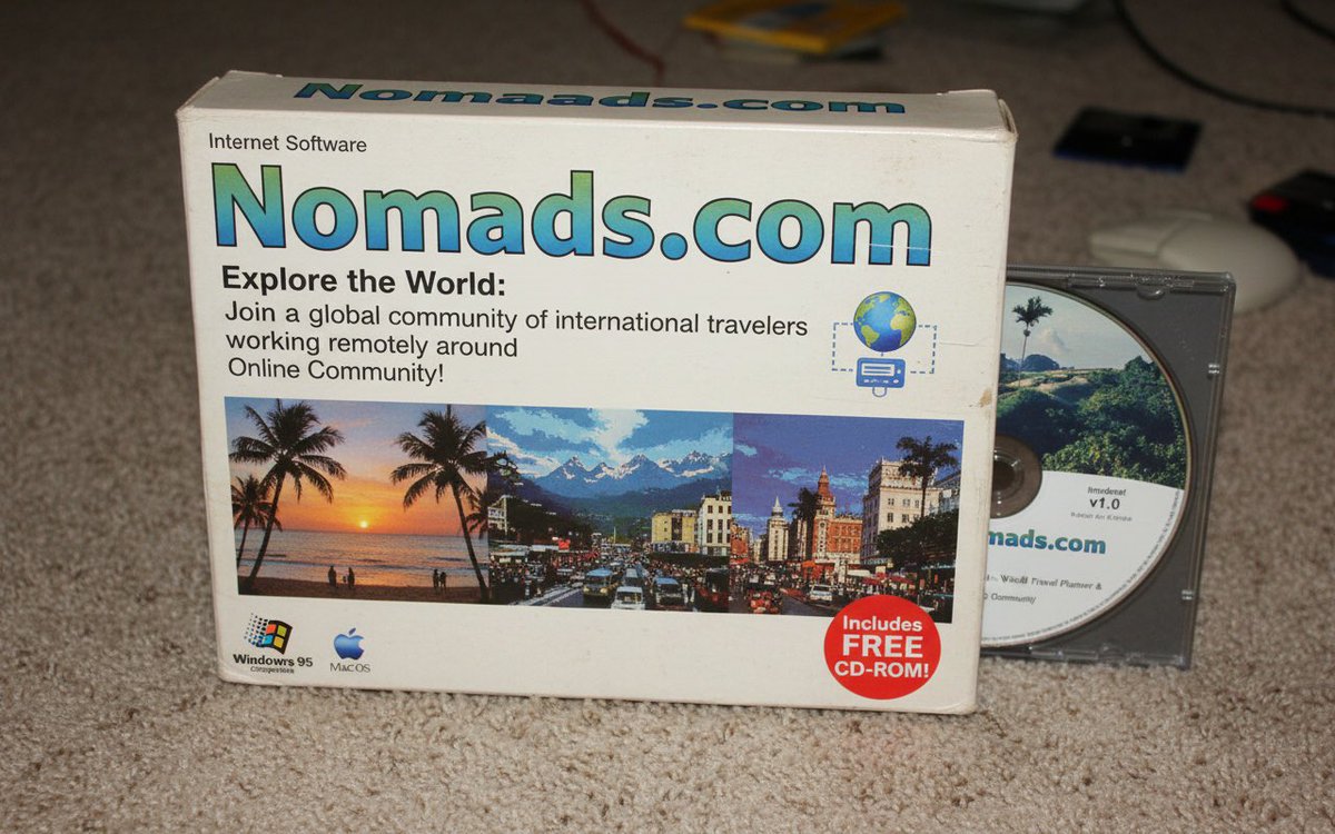 Vintage Nomads.com Internet Software Box & CD-ROM Nano Banana提示词