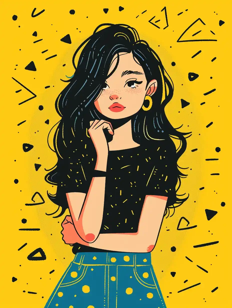 Doodle Girl in Haringesque Midjourney提示词