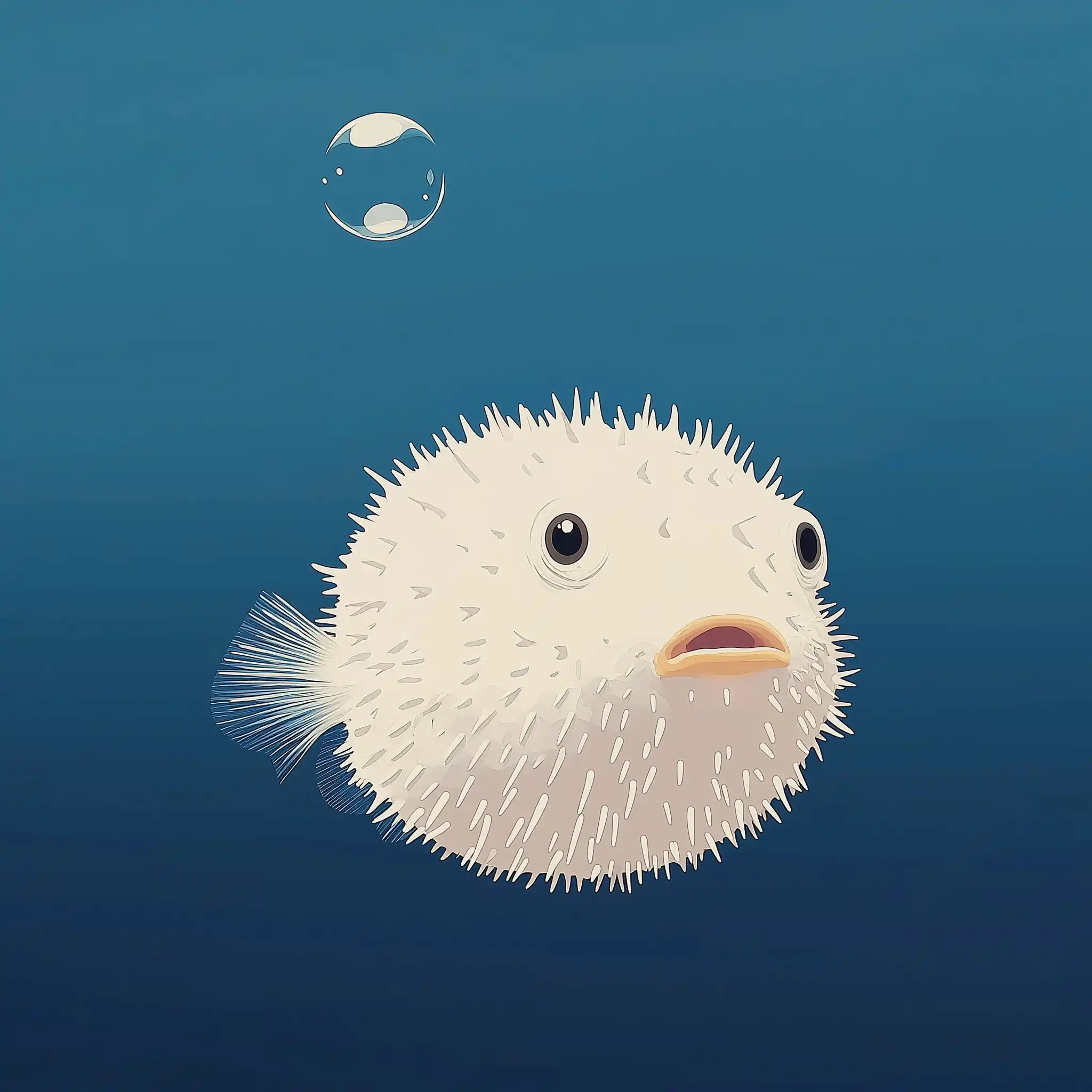 Puffer Fish with Bubble Midjourney提示词