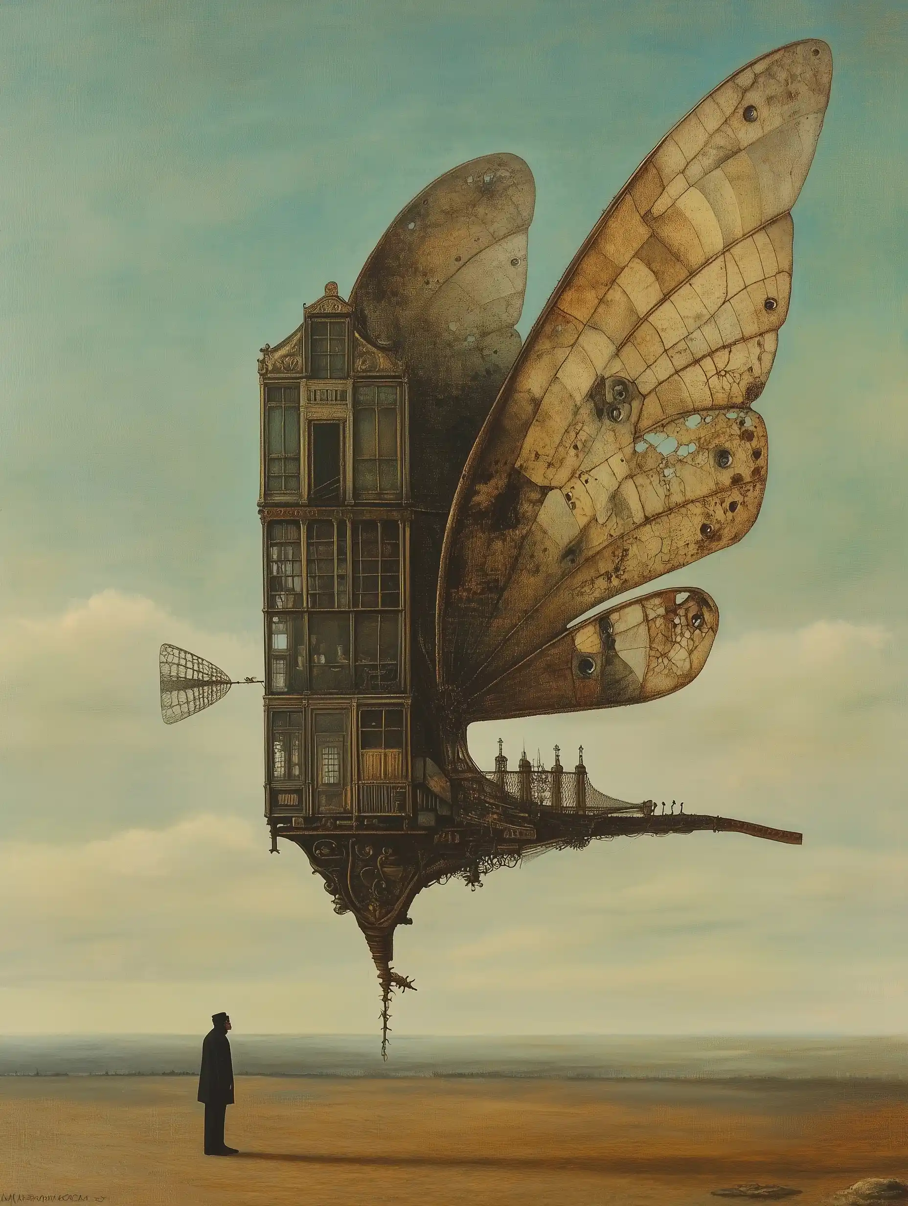 Surreal Winged Dream Machine Midjourney提示词