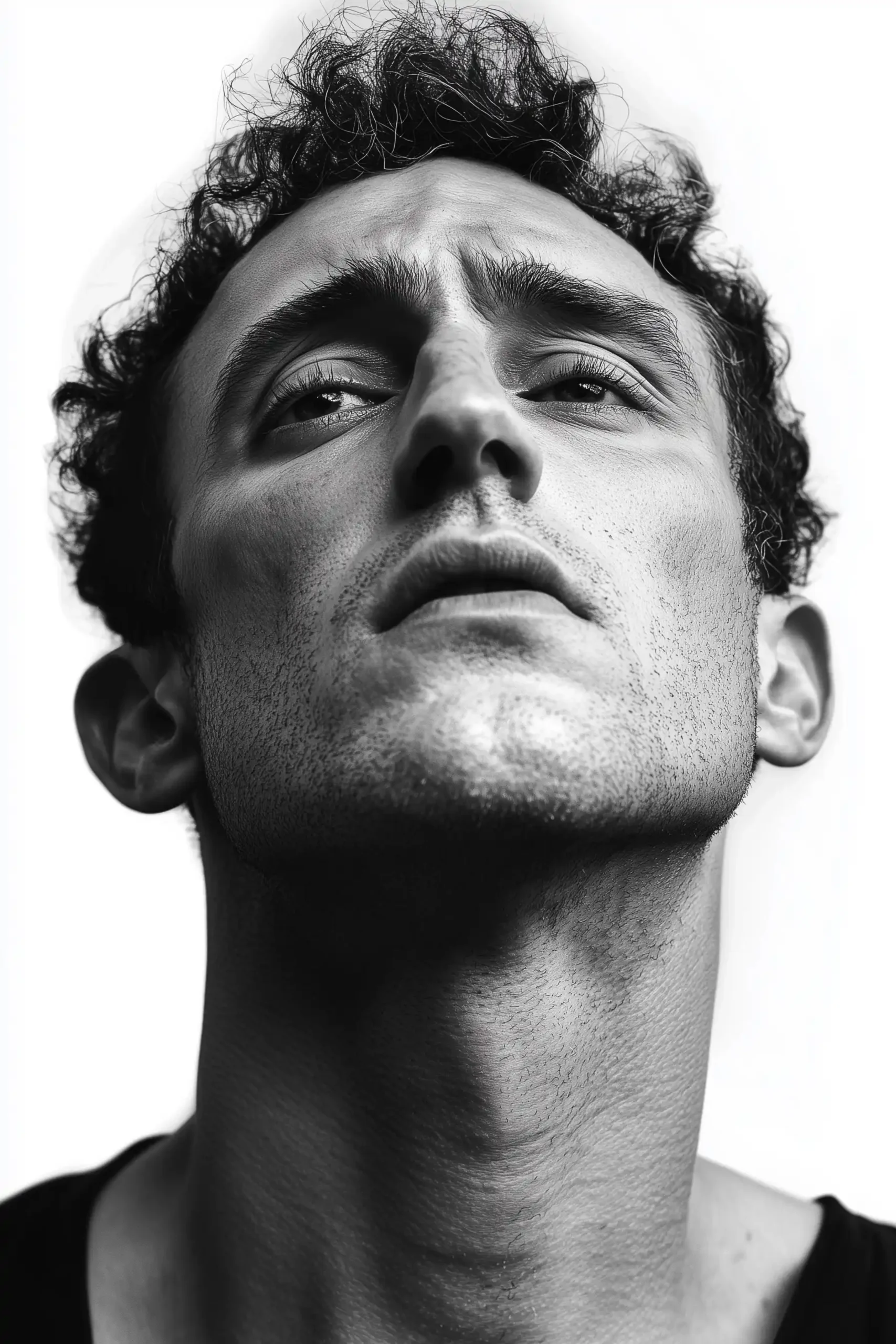 Black and White Portrait of Man Midjourney提示词