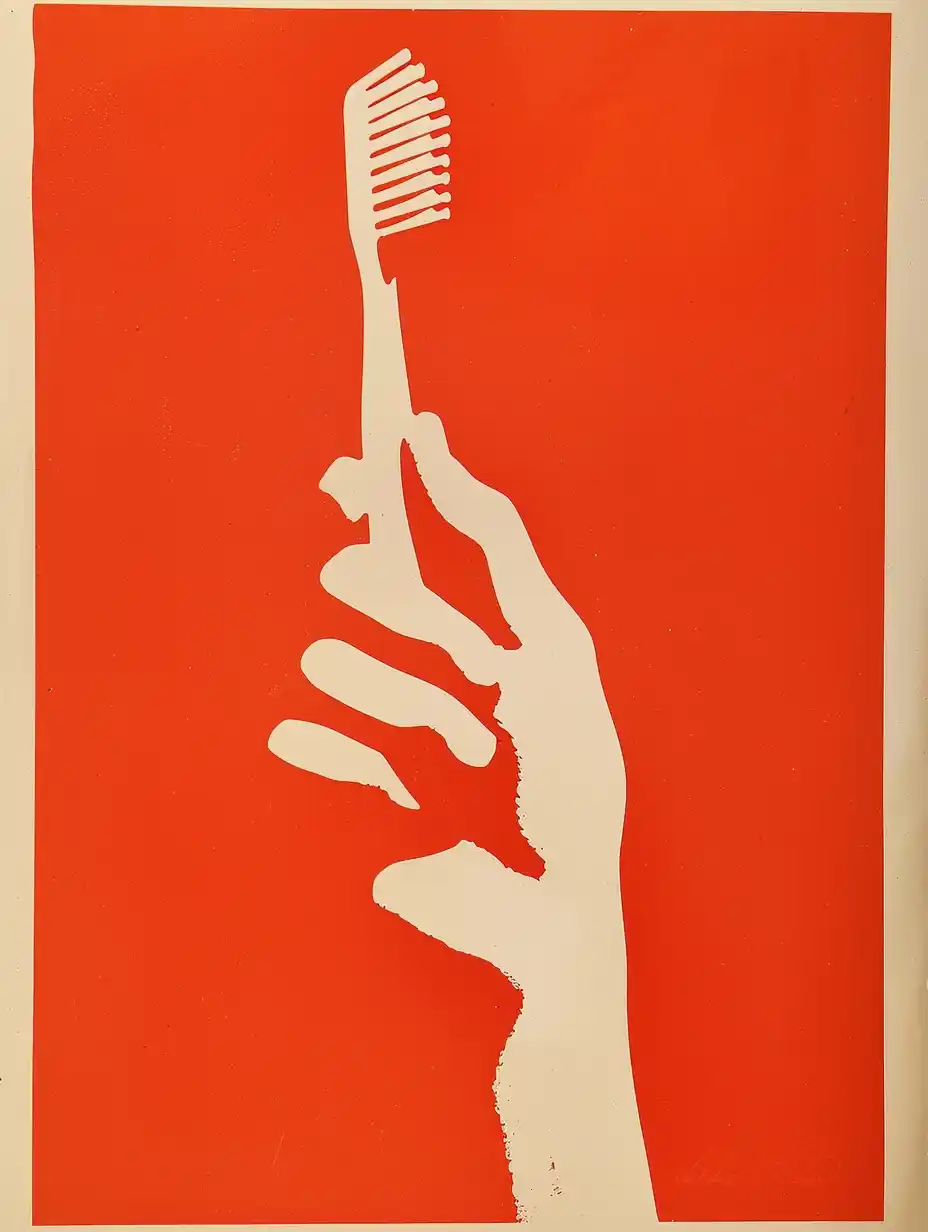 Retro Fauvist Toothbrush Ad Midjourney提示词