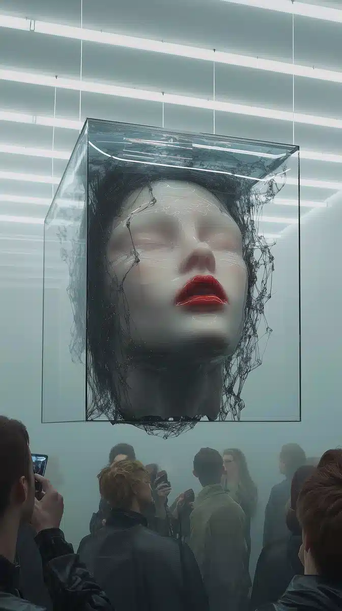Futuristic Museum with Floating Head Midjourney提示词