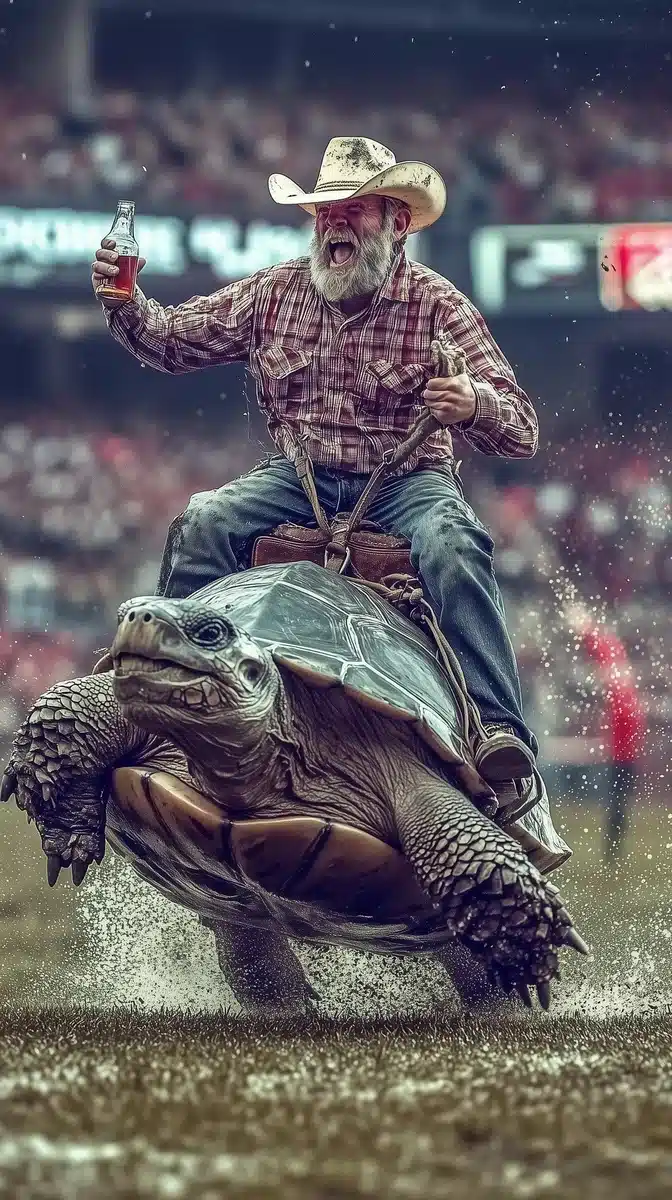 Cinematic Rodeo Turtle Showdown Midjourney提示词