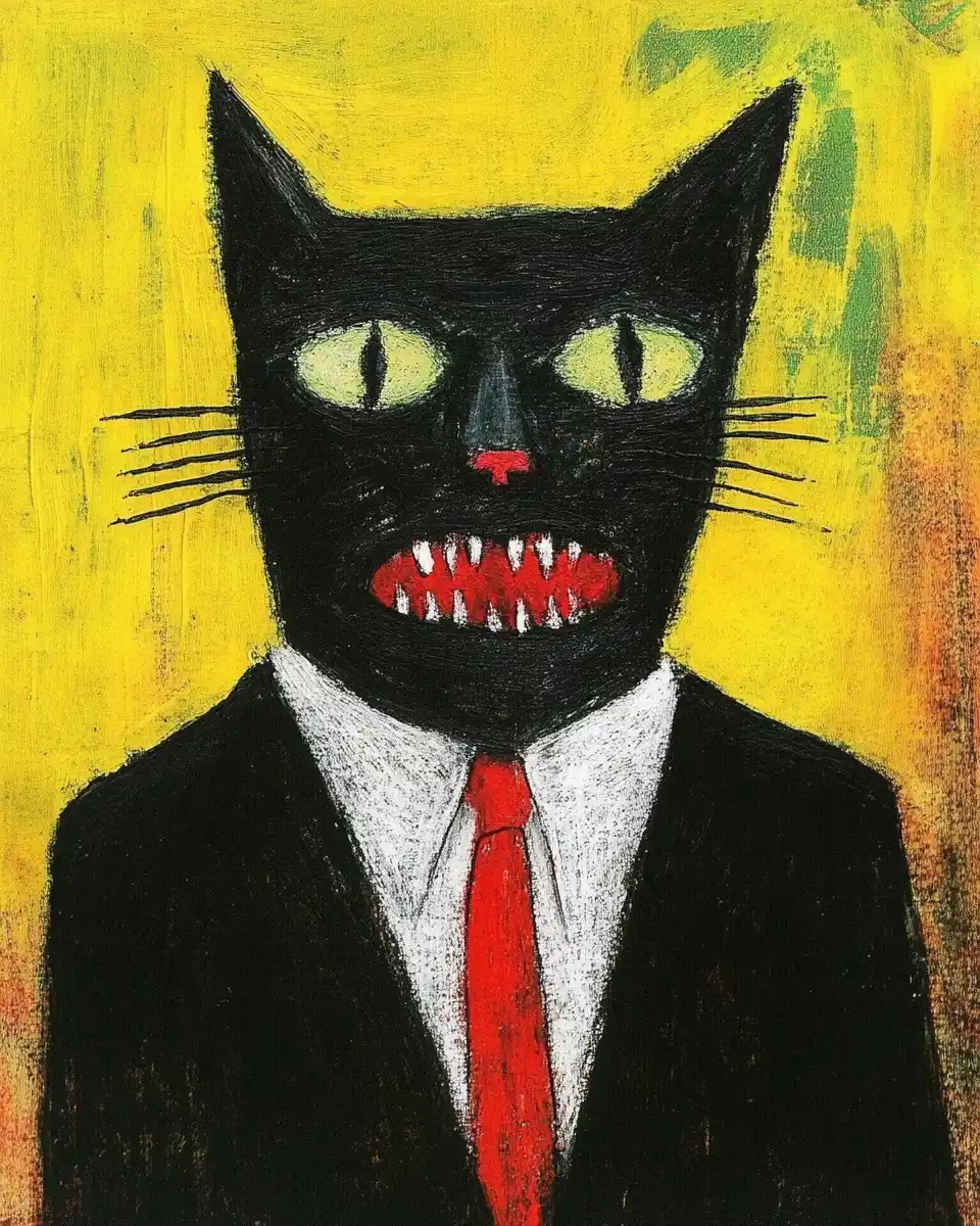 Evil Cat-Headed Man Midjourney提示词