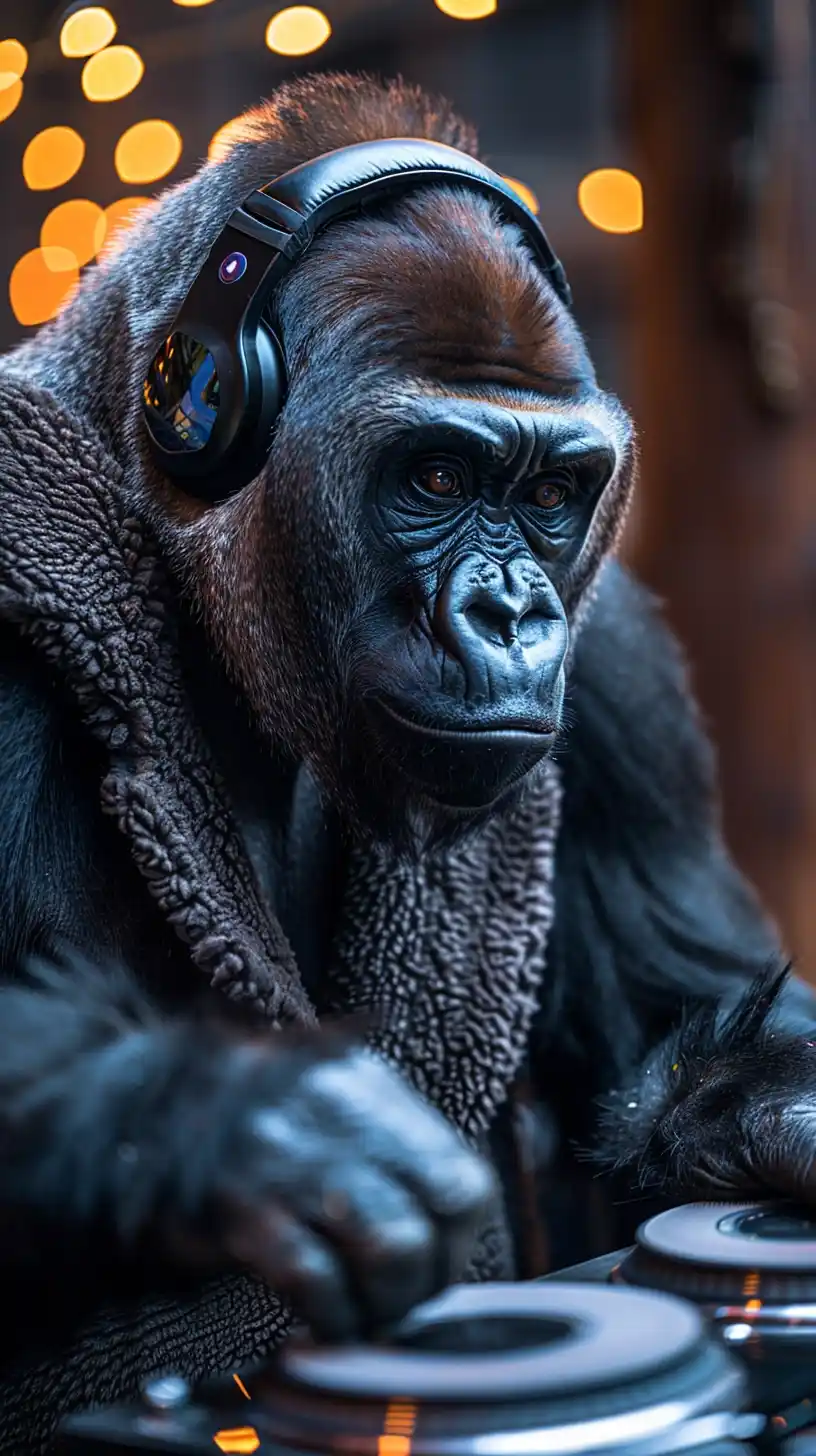 Raw Blue Scar Gorilla DJ Midjourney提示词
