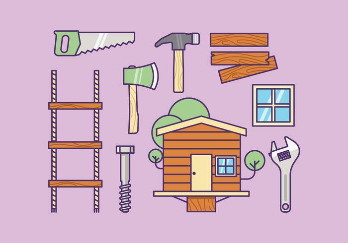 免费的树屋供应工具包矢量