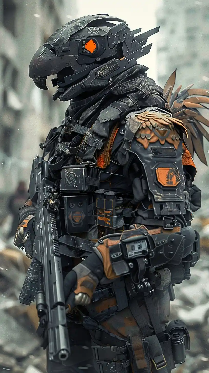 Mechanical Phoenix Soldier Ruins Midjourney提示词