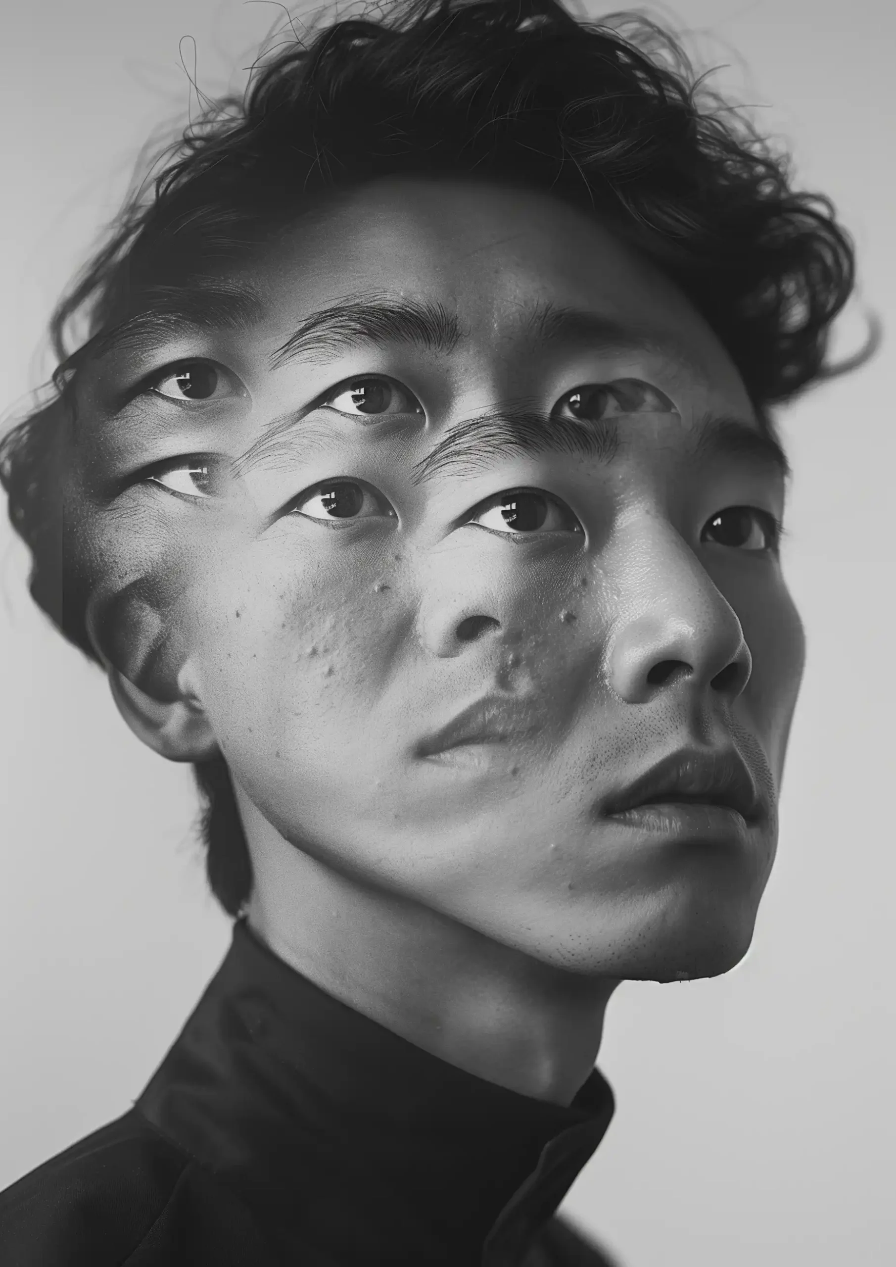 Surreal Multi-Faced Man Midjourney提示词
