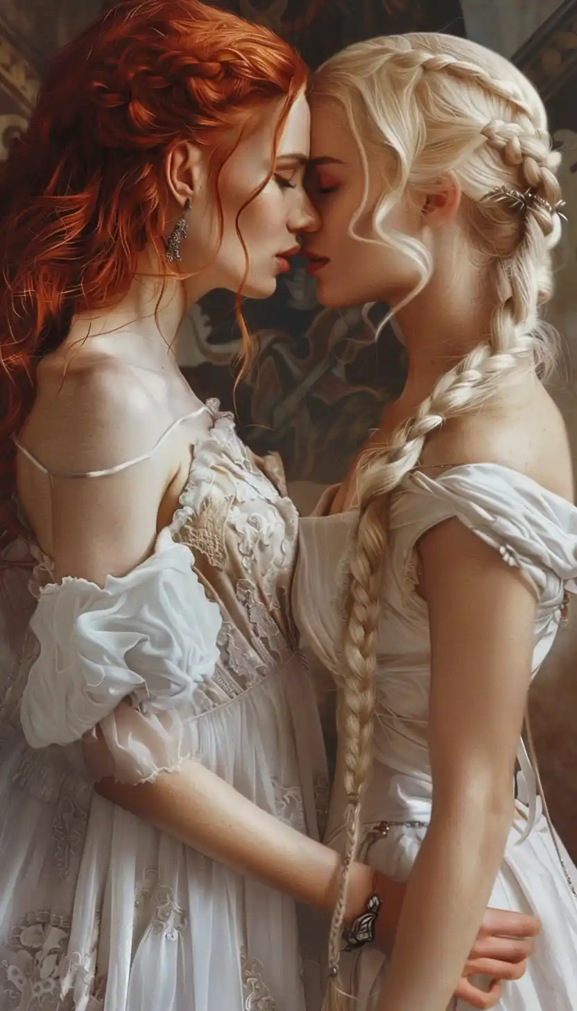 Redhead Lady Kisses Daenerys Midjourney提示词