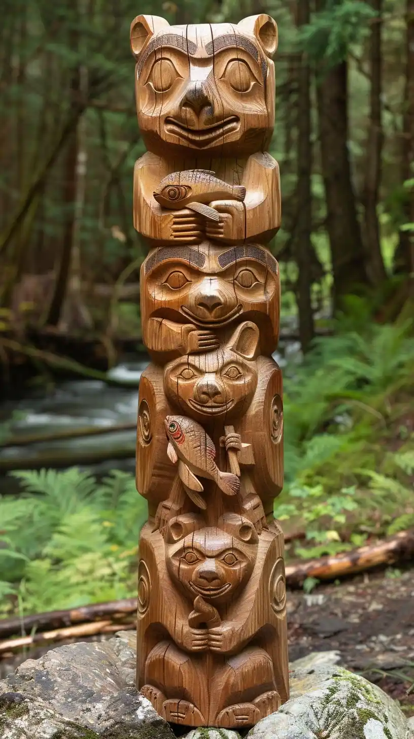 Raw Redwood Bear Totem Midjourney提示词