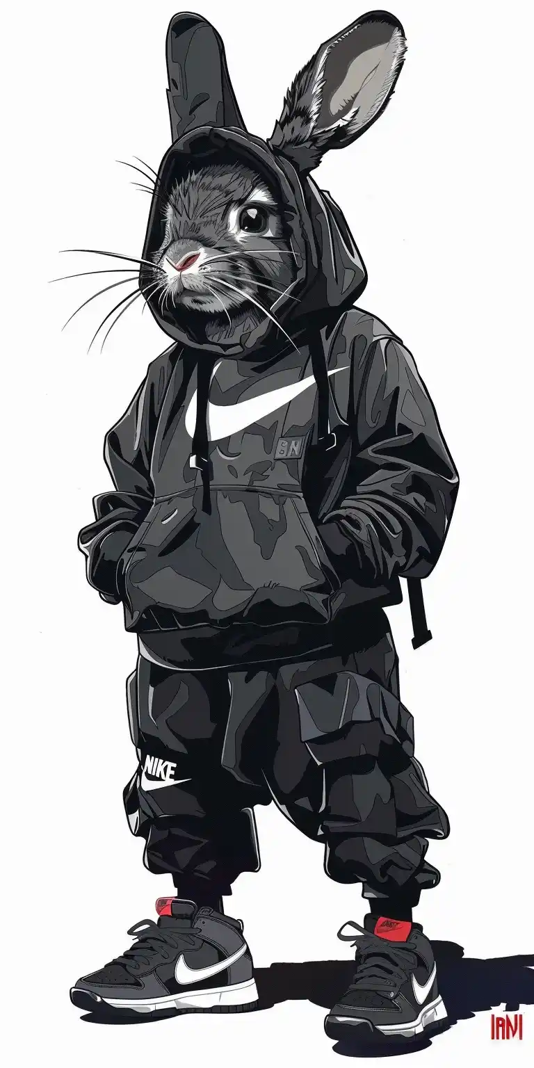 Graphic Bandit Bunny Portrait Midjourney 提示词生成效果