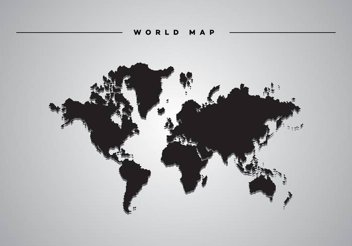 投下阴影世界地图矢量