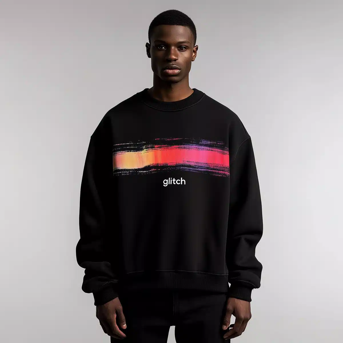 Glitch Print Streetwear Sweatshirt Midjourney提示词