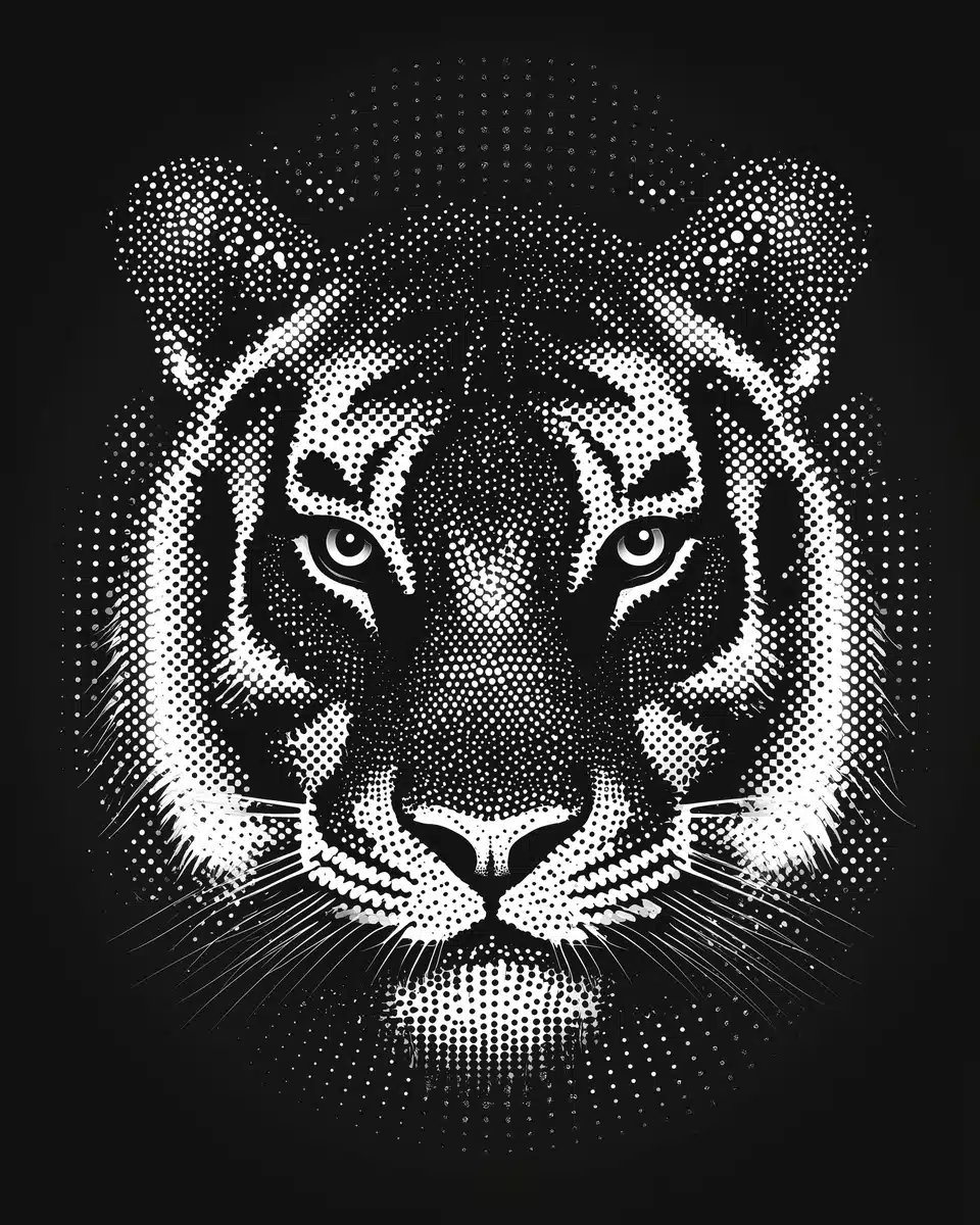 Minimalist Tiger Head Design Midjourney提示词