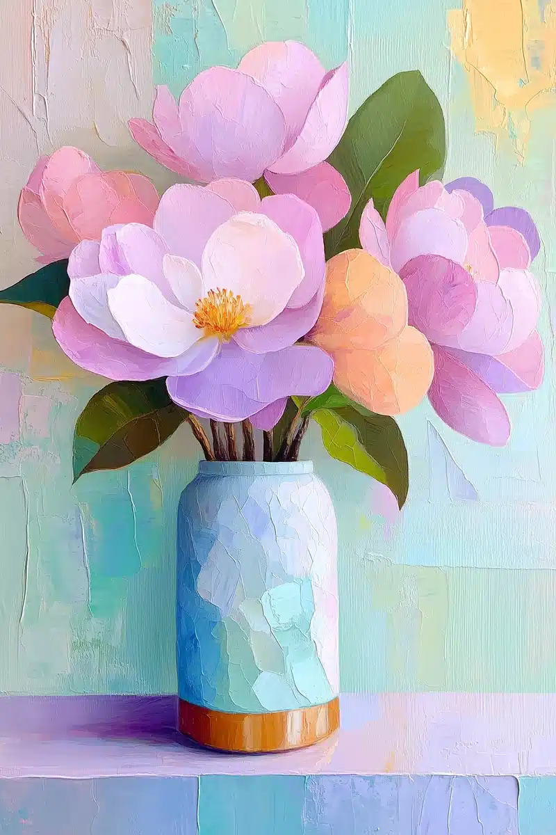 Abstract Expressionist Floral Vase Midjourney提示词