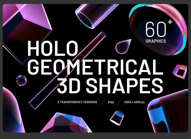 Holo Geometrical 3D Shapes Collection