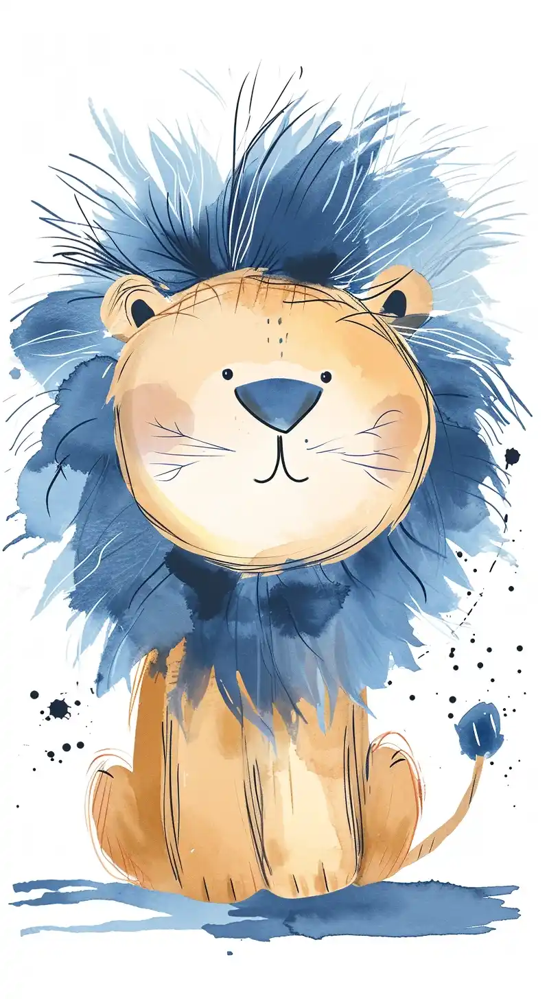 Blue-Haired Lion Steadmanesque Vector Midjourney提示词