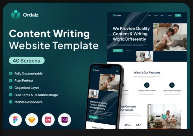 Ordalz - Content Writing Services Website UI Kit
