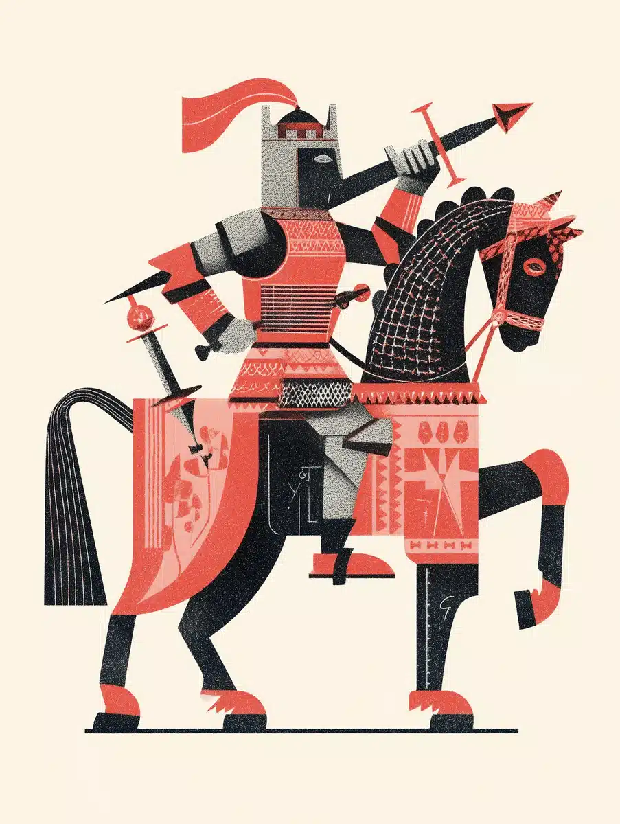 Medieval Knight on Horse Midjourney提示词