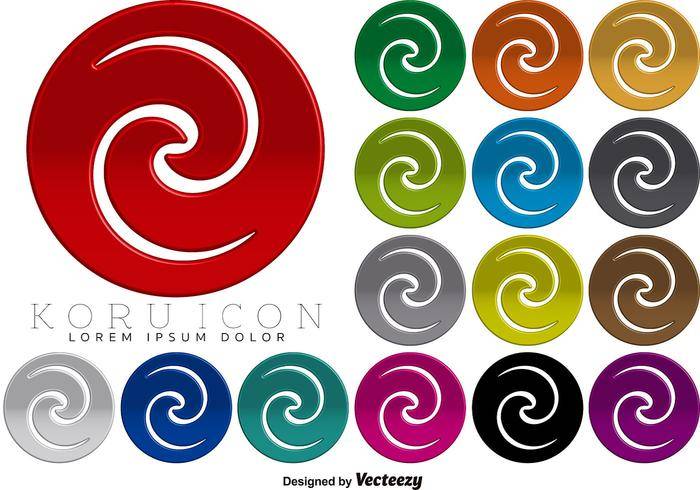毛利人Koru 3D图标色彩缤纷的按钮矢量