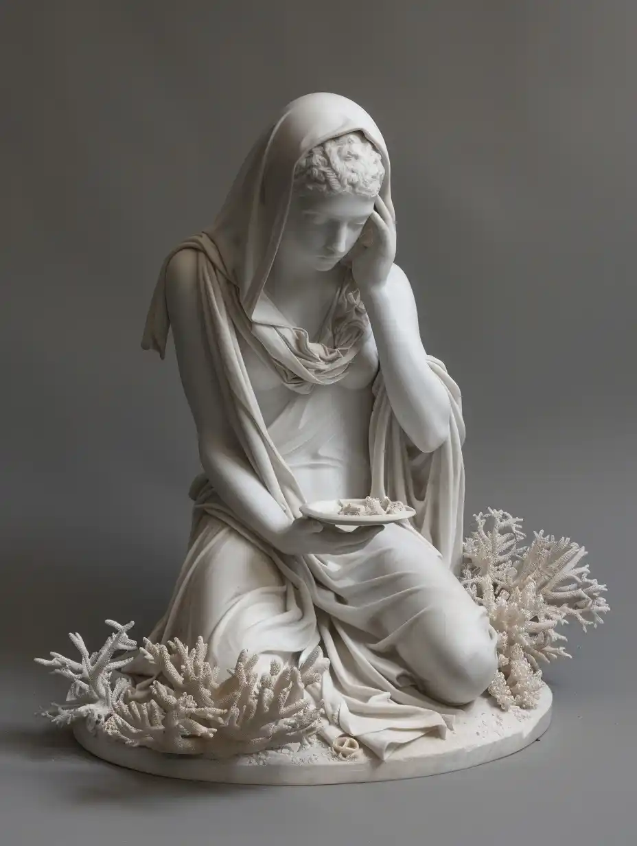 Marble Greek Woman with Coral Midjourney提示词